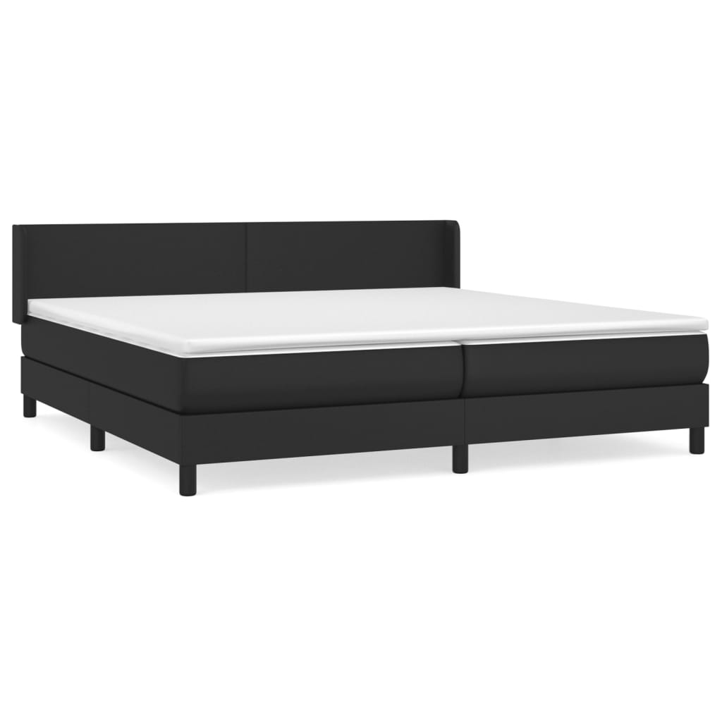 vidaXL Cama com molas/colchão 200x200 cm couro artificial preto