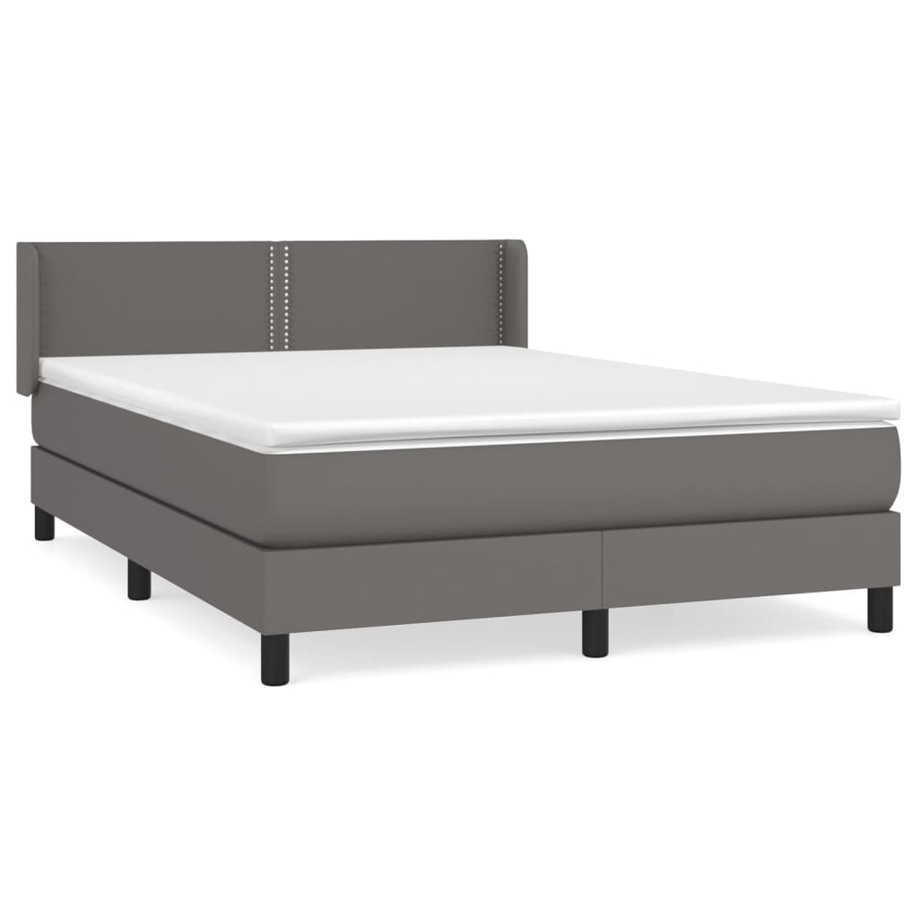 vidaXL Cama com molas/colchão 140x190 cm couro artificial cinzento