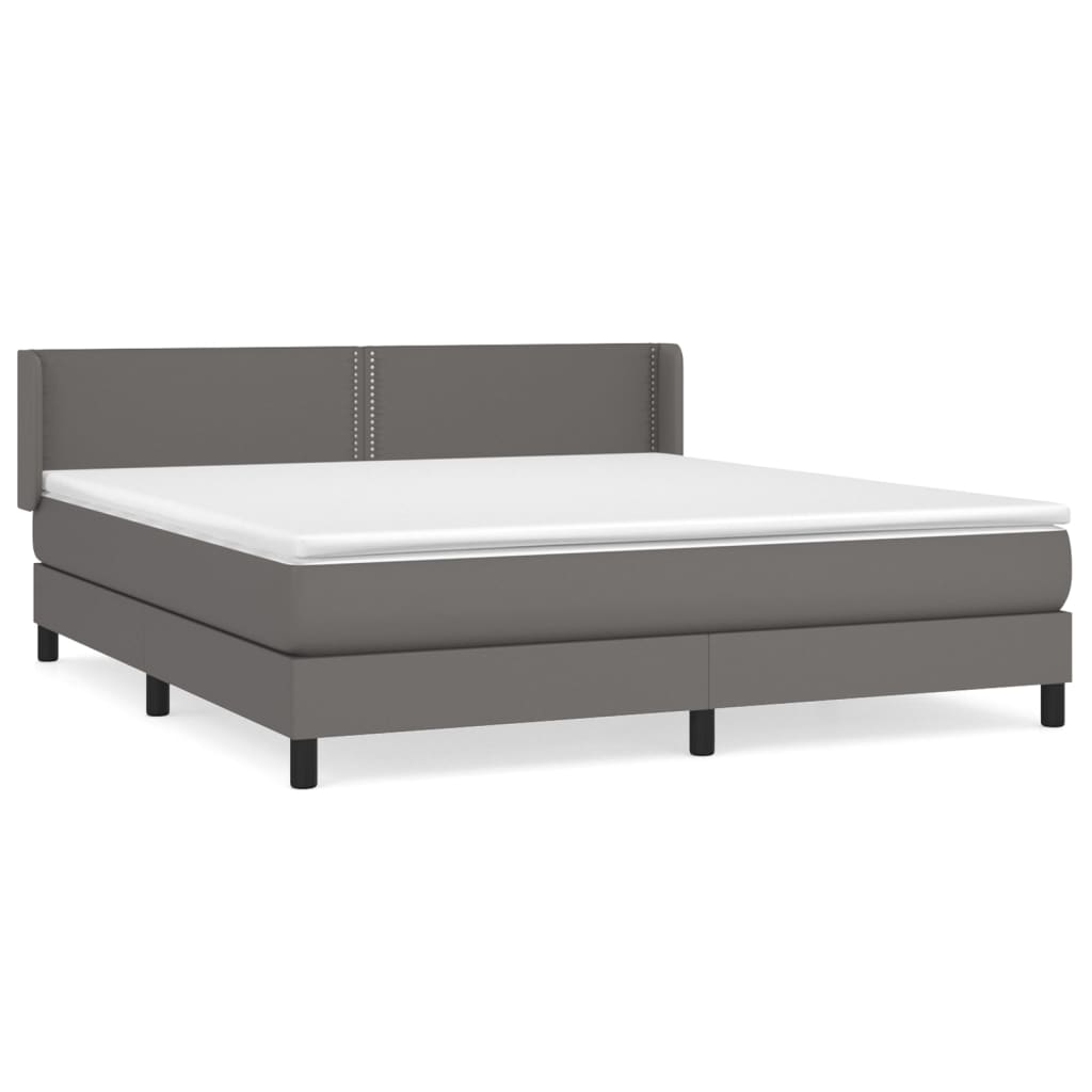 vidaXL Cama com molas/colchão 180x200 cm couro artificial cinza