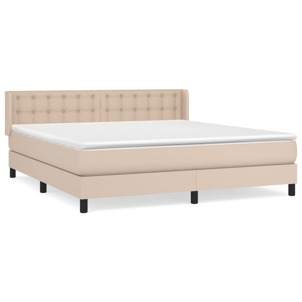 vidaXL Cama com molas/colchão 160x200 cm couro artificial cappuccino