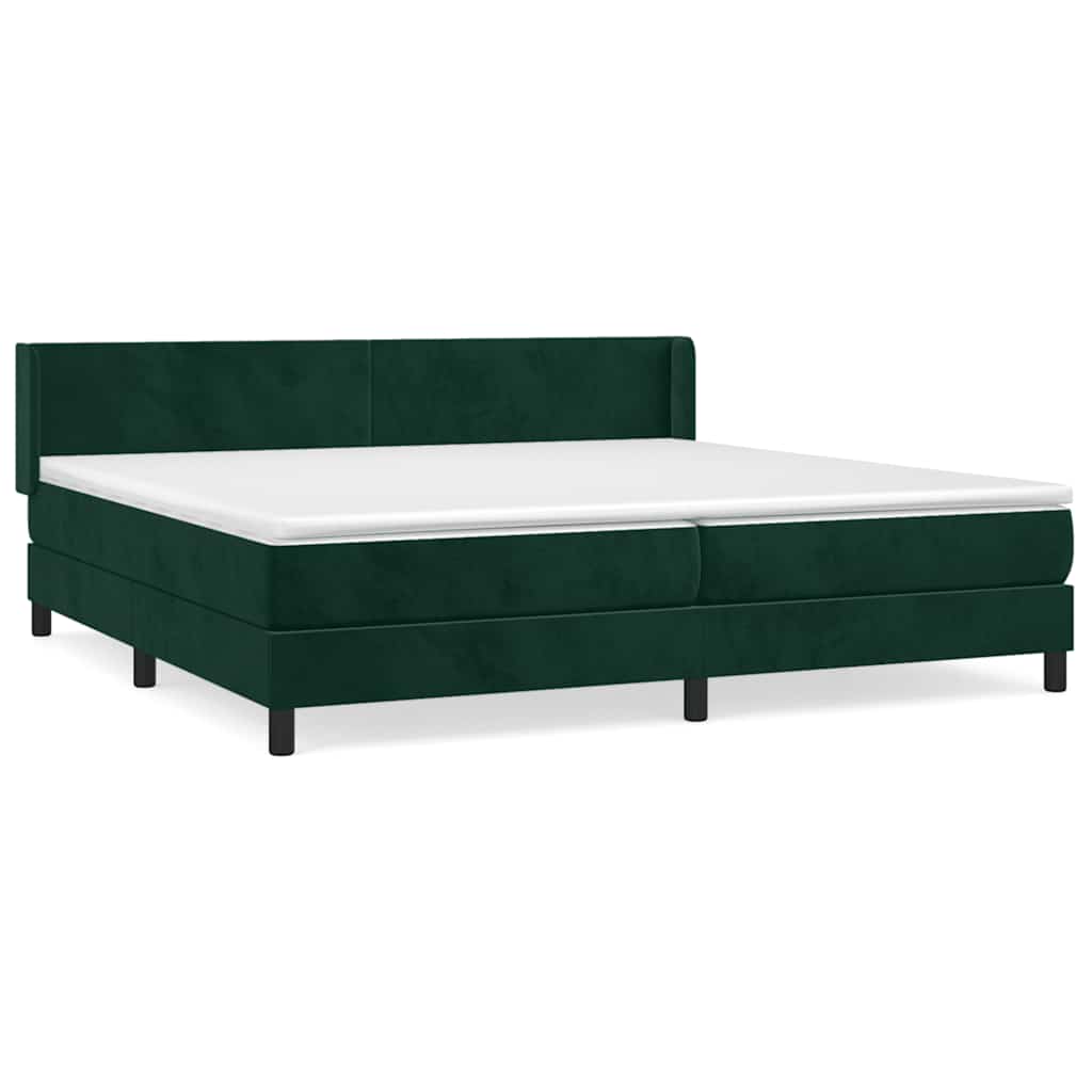 vidaXL Cama com molas/colchão 200x200 cm veludo verde-escuro