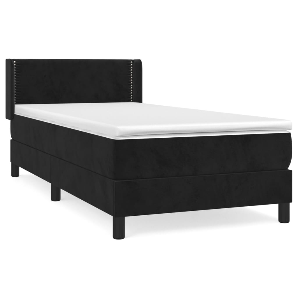 vidaXL Cama com molas/colchão 100x200 cm veludo preto