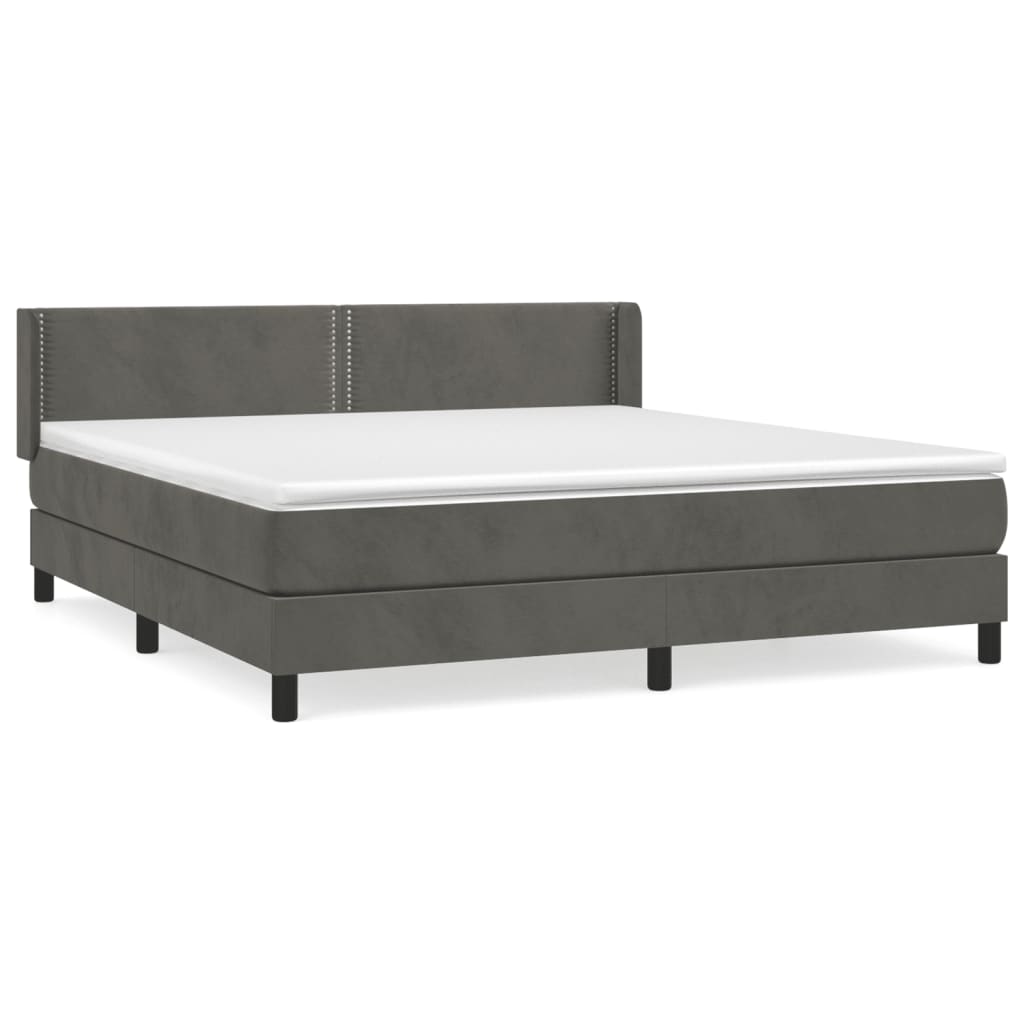 vidaXL Cama com molas/colchão 160x200 cm veludo cinzento-escuro