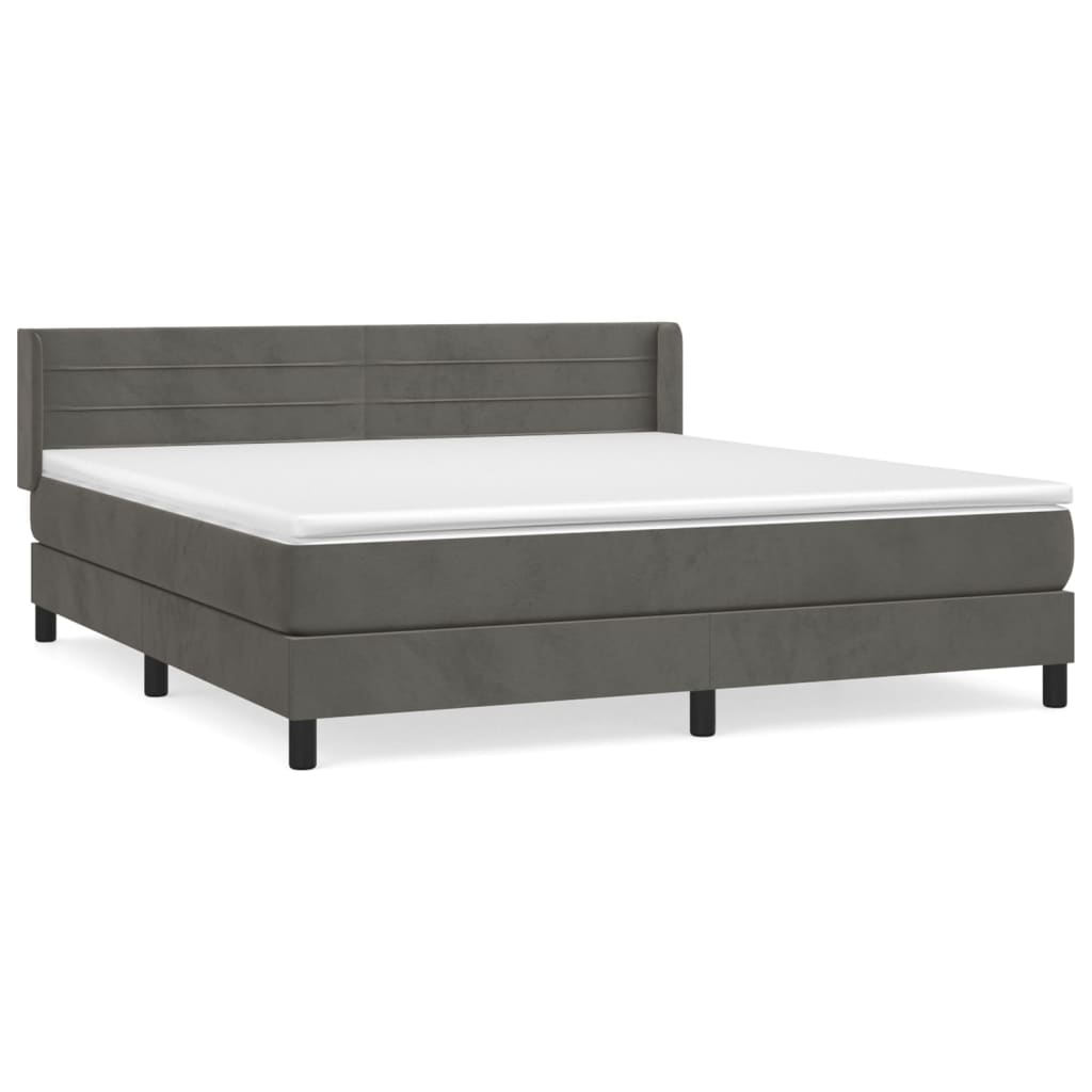 vidaXL Cama com molas/colchão 180x200 cm veludo cinzento-escuro