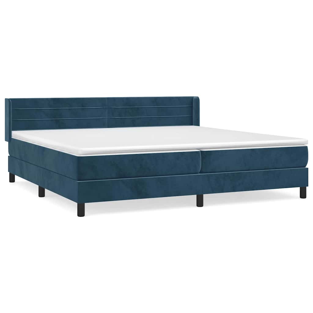 vidaXL Cama com molas/colchão 200x200 cm veludo azul-escuro