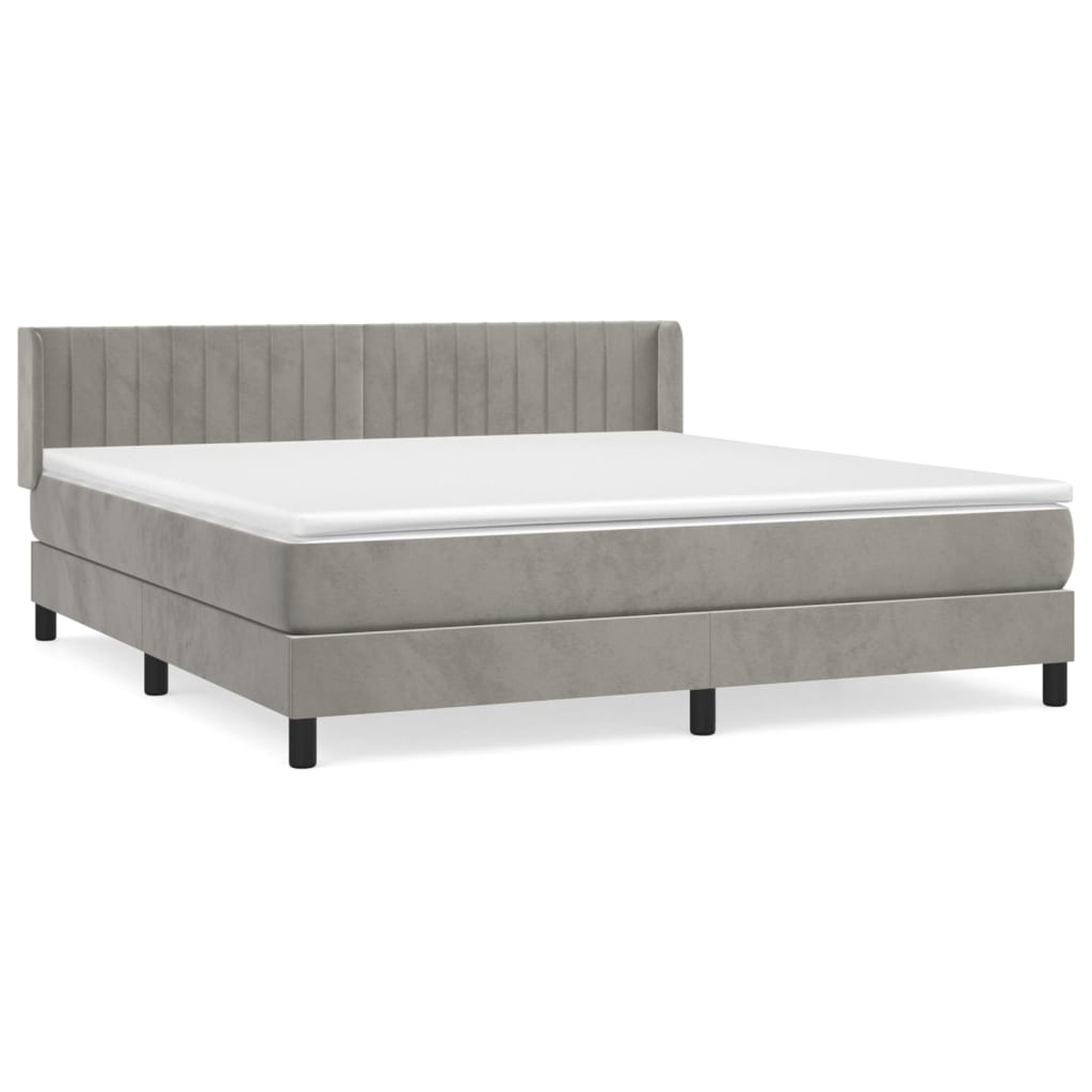 vidaXL Cama com molas/colchão 180x200 cm veludo cinzento-claro