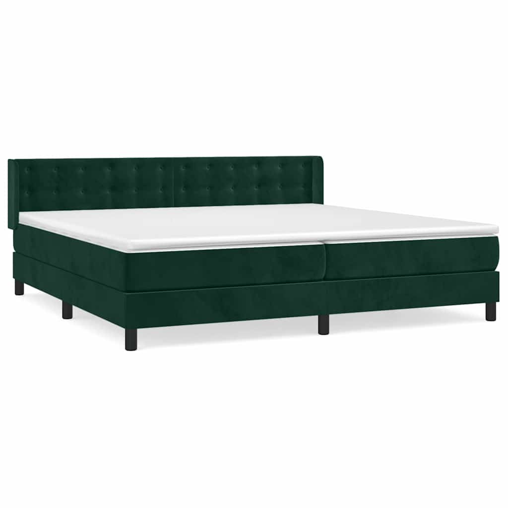 vidaXL Cama com molas/colchão 200x200 cm veludo verde-escuro