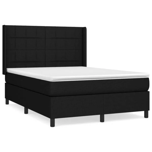 vidaXL Cama com Molas/colchão 140x200 cm Tecido Preto - 996759322