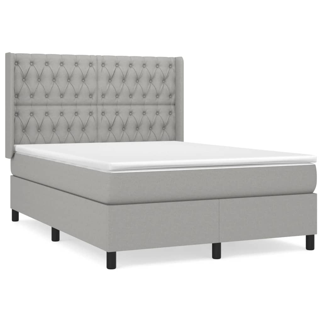 vidaXL Cama com molas/colchão 140x190 cm tecido cinzento-claro