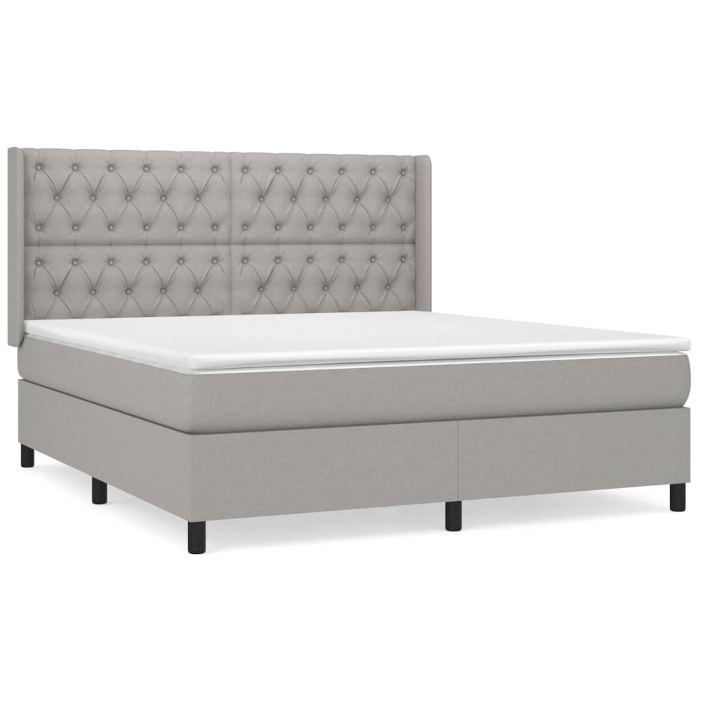 vidaXL Cama com molas/colchão 160x200 cm tecido cinzento-claro