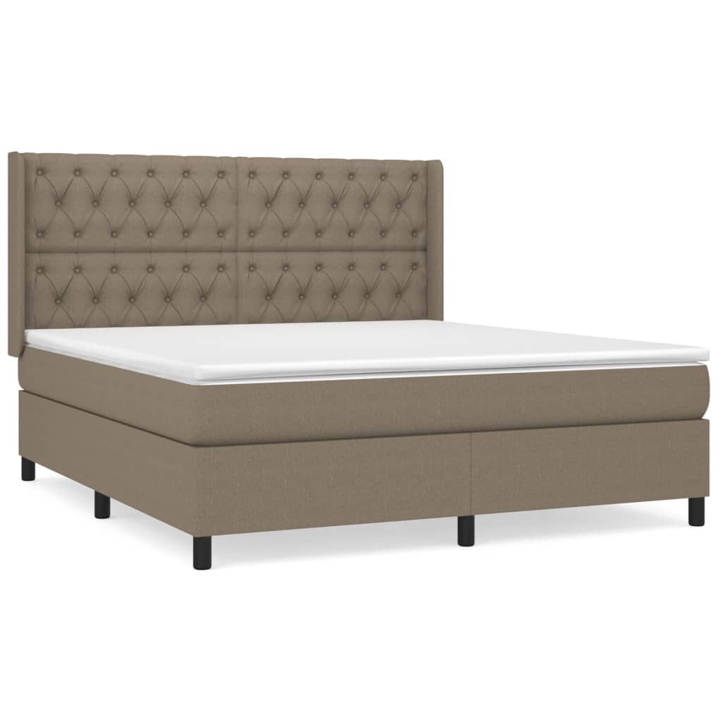 vidaXL Cama com molas/colchão 160x200 cm tecido castanho-acinzentado
