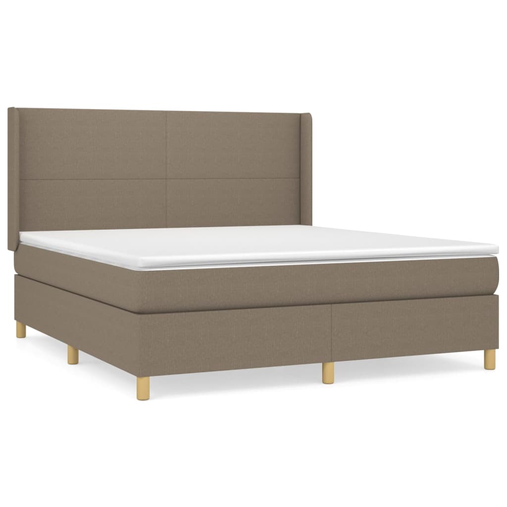 vidaXL Cama com molas/colchão 160x200 cm tecido castanho-acinzentado