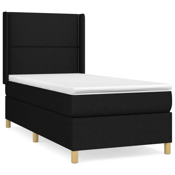 vidaXL Cama com Molas/colchão 90x190 cm Tecido Preto - 1444899706