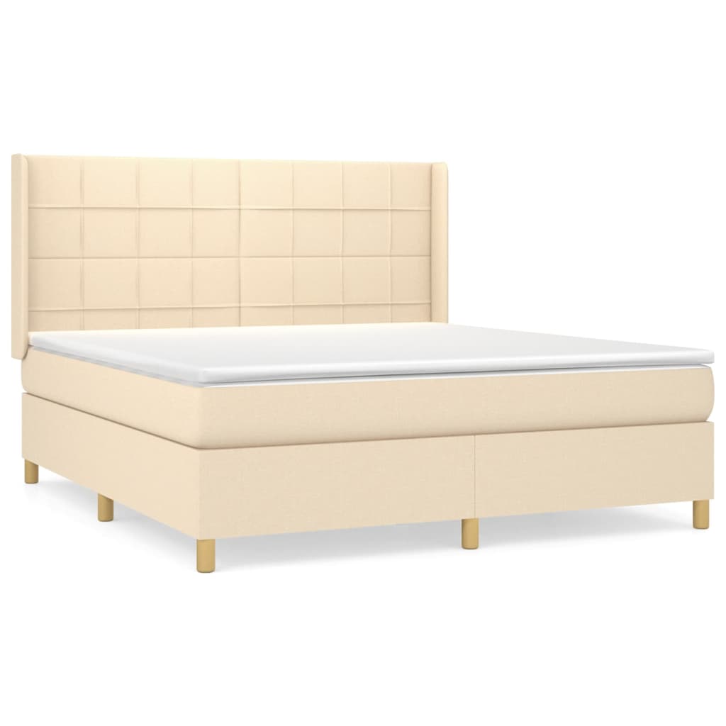 vidaXL Cama com molas/colchão 160x200 cm tecido cor creme