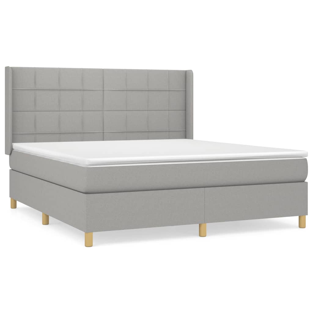 vidaXL Cama com molas/colchão 180x200 cm tecido cinzento-claro
