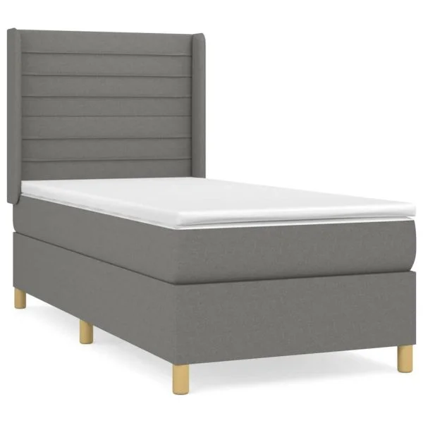 vidaXL Cama com Molas/colchão 90x190 cm Tecido Cinza-escuro - 1506959550