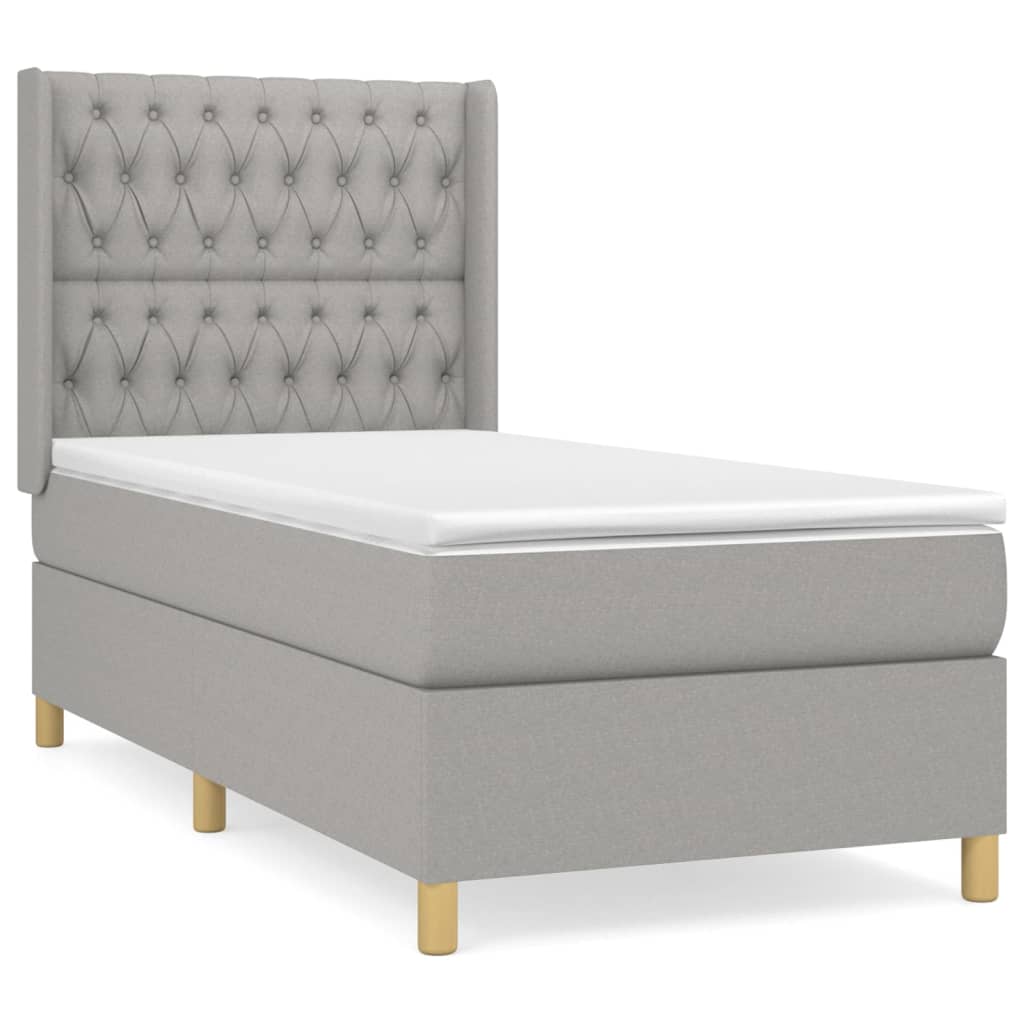 vidaXL Cama com molas/colchão 100x200 cm tecido cinzento-claro