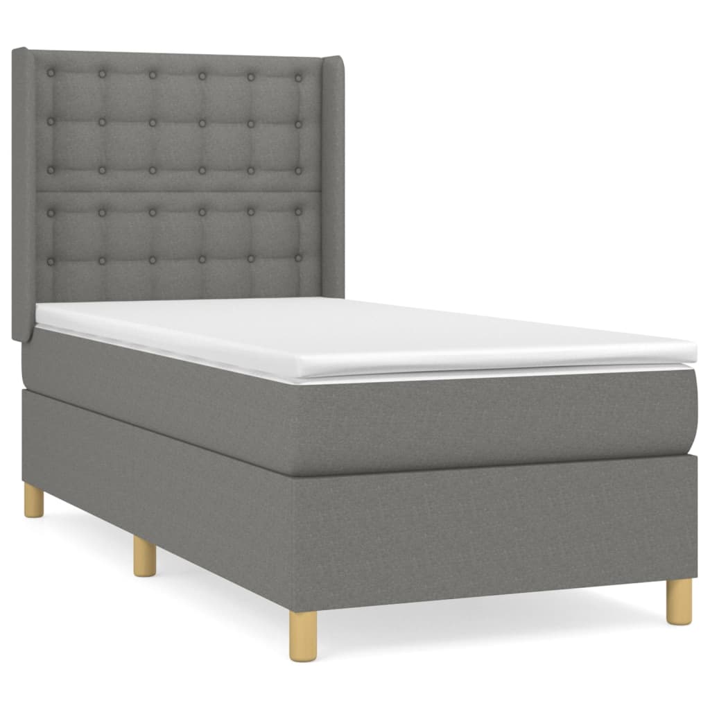 vidaXL Cama com molas/colchão 80x200 cm tecido cinzento-escuro