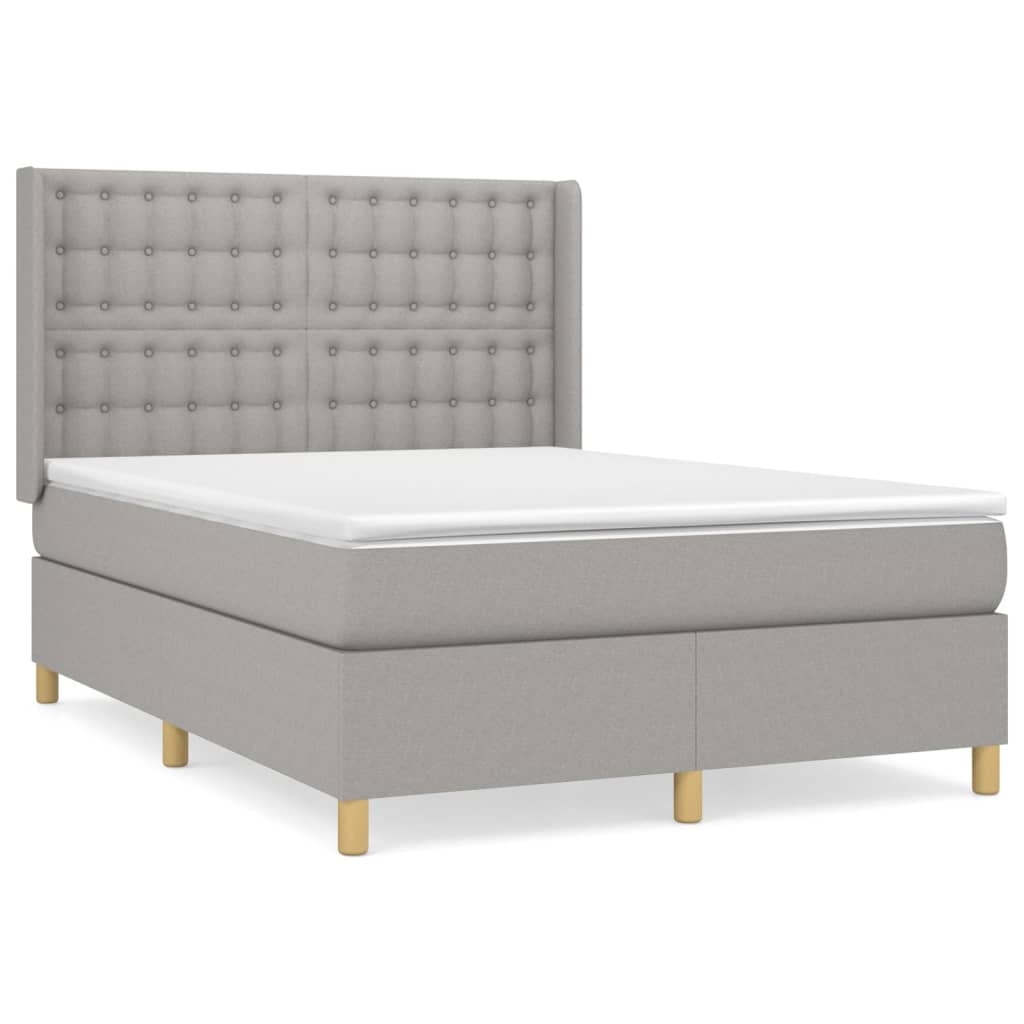 vidaXL Cama com molas/colchão 140x200 cm tecido cinzento-claro