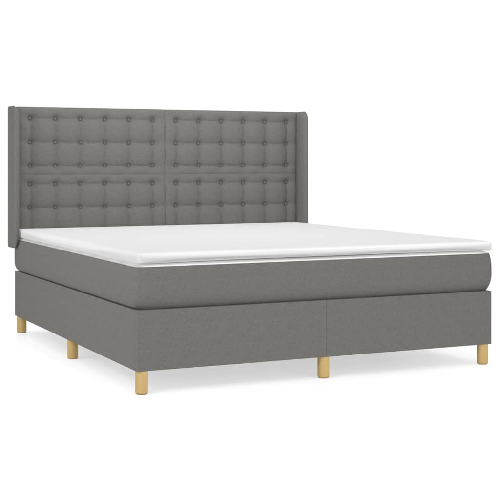 vidaXL Cama com molas/colchão 180x200 cm tecido cinzento-escuro