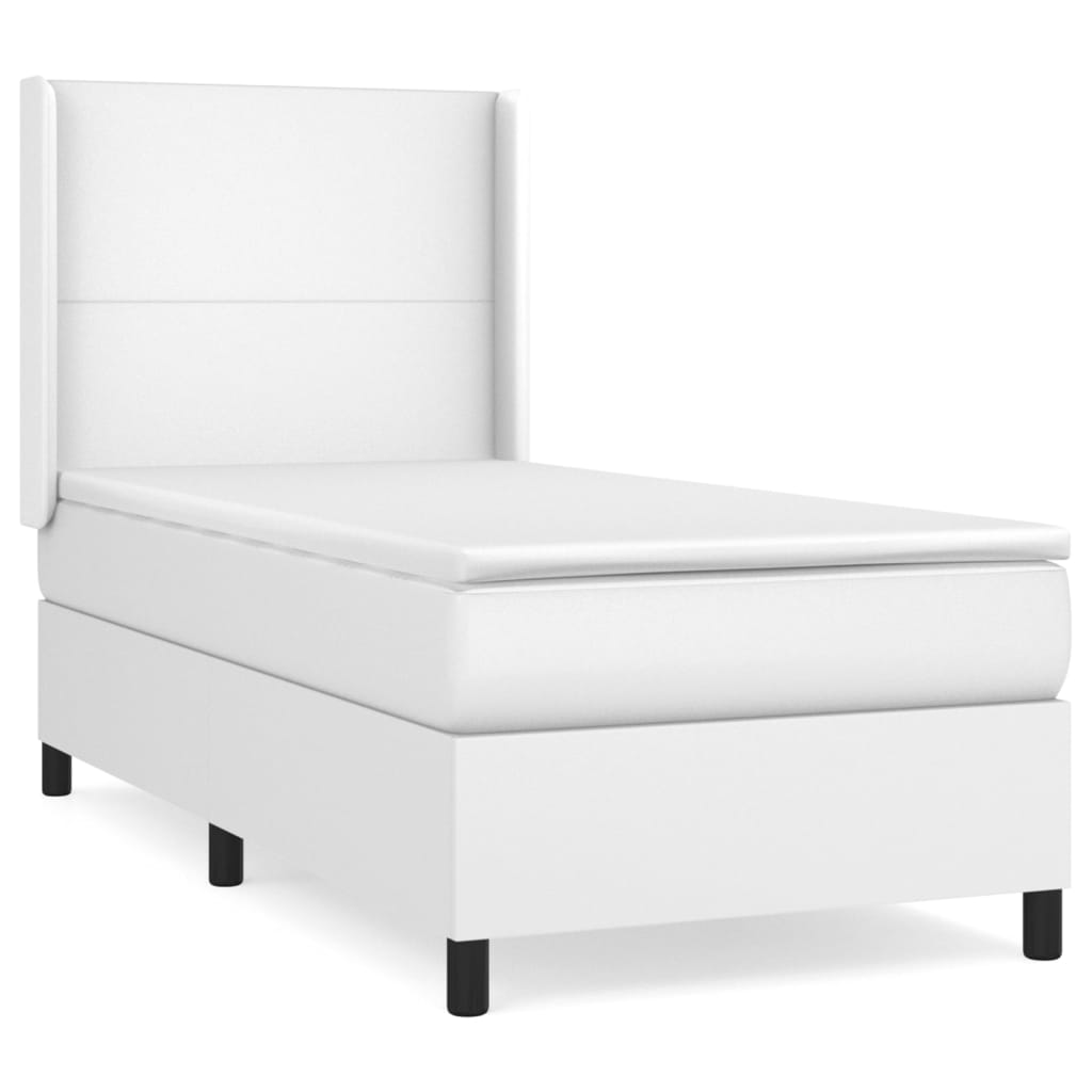 vidaXL Cama com molas/colchão 80x200 cm couro artificial branco