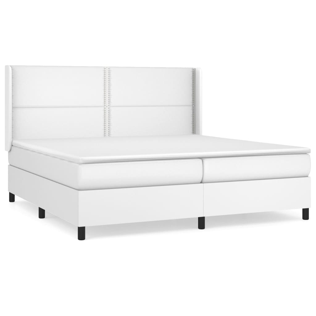 vidaXL Cama com molas/colchão 200x200 cm couro artificial branco