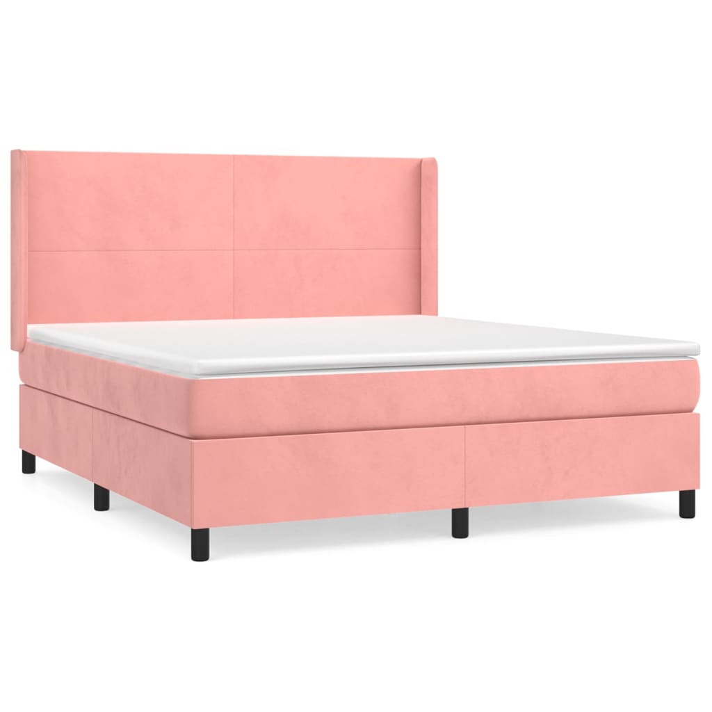 vidaXL Cama com molas/colchão 180x200 cm veludo rosa