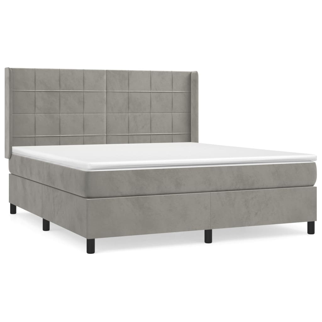 vidaXL Cama com molas/colchão 180x200 cm veludo cinzento-claro