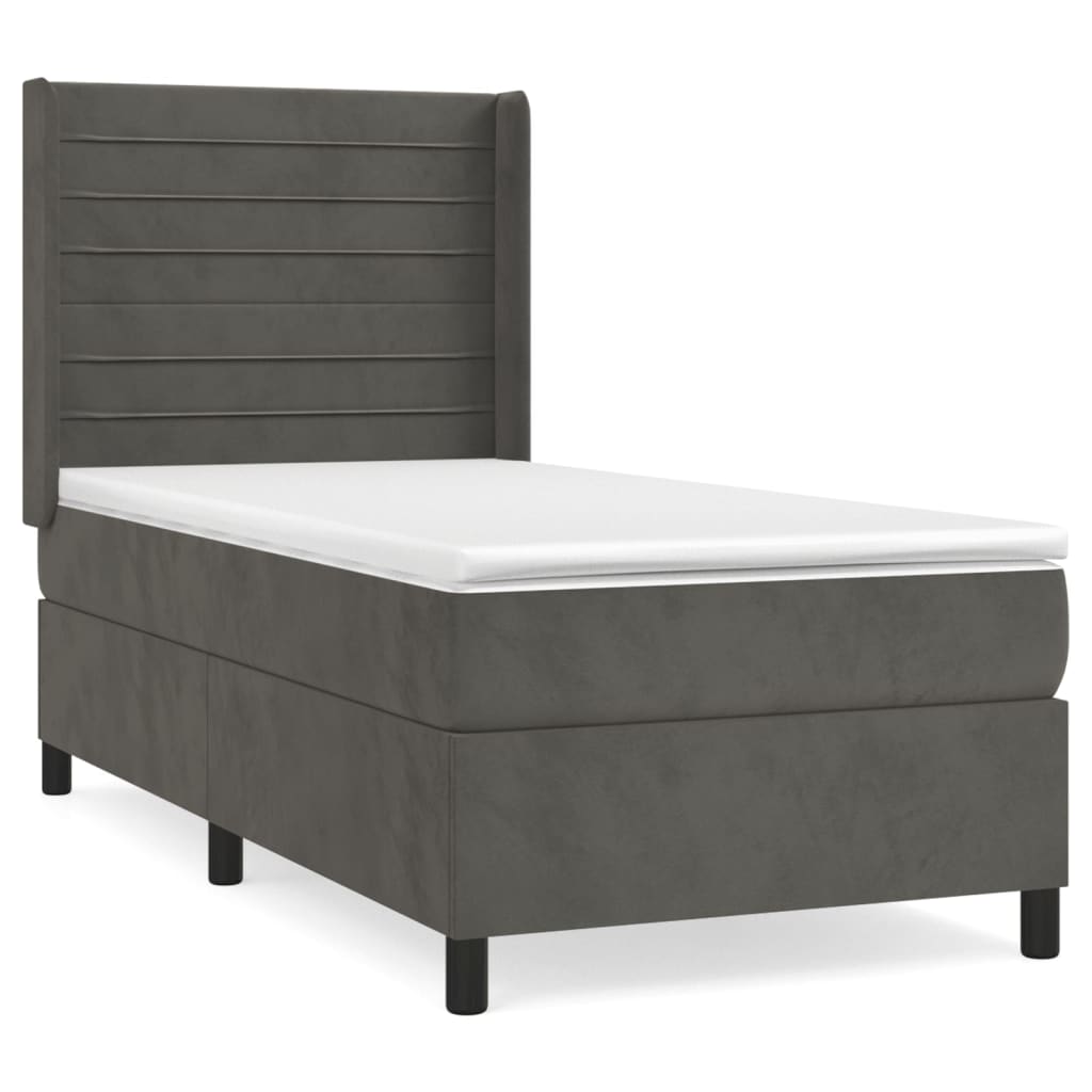 vidaXL Cama com molas/colchão 80x200 cm veludo cinza-escuro