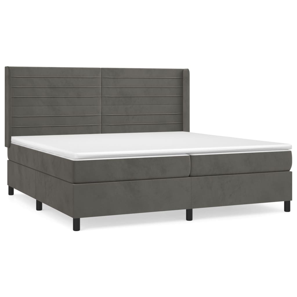 vidaXL Cama com molas/colchão 200x200 cm veludo cinzento-escuro
