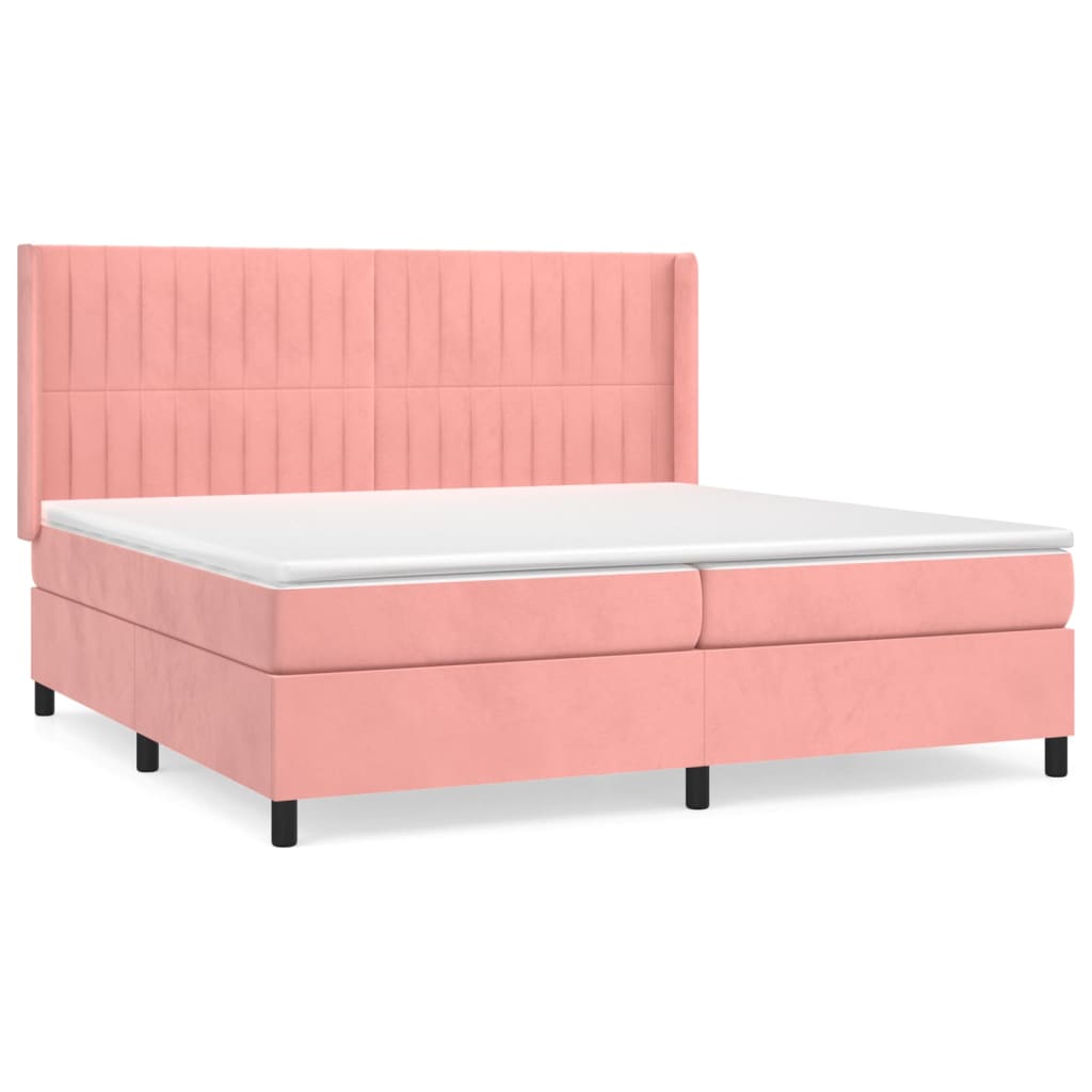 vidaXL Cama com molas/colchão 200x200 cm veludo rosa