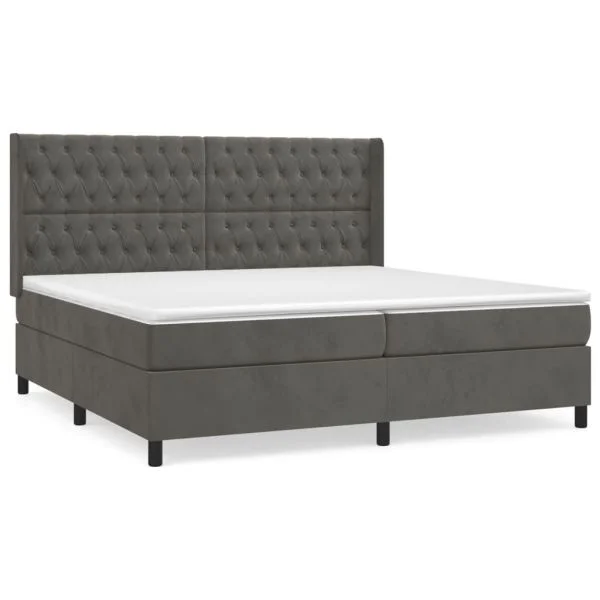vidaXL Cama com Molas/colchão 200x200 cm Veludo Cinzento-escuro - 3008900308