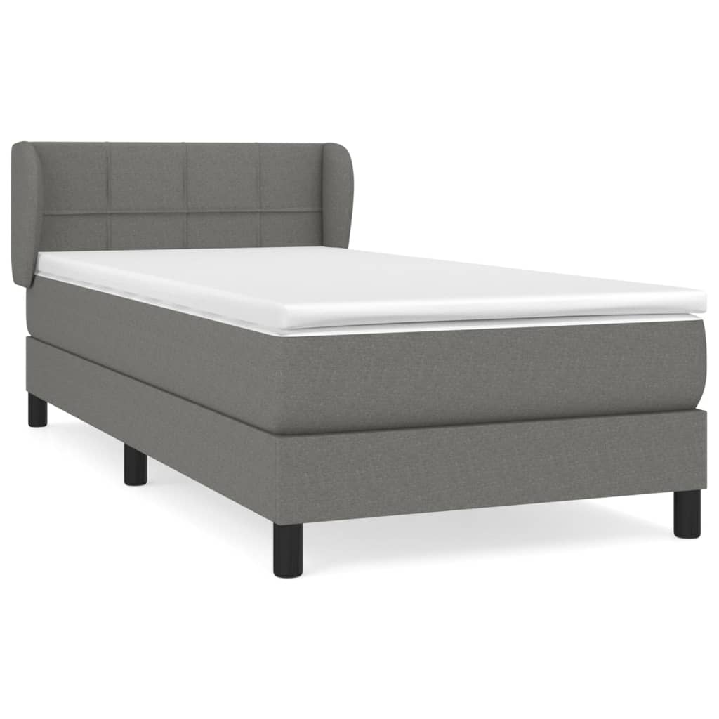 vidaXL Cama com molas/colchão 90x200 cm tecido cinzento-escuro
