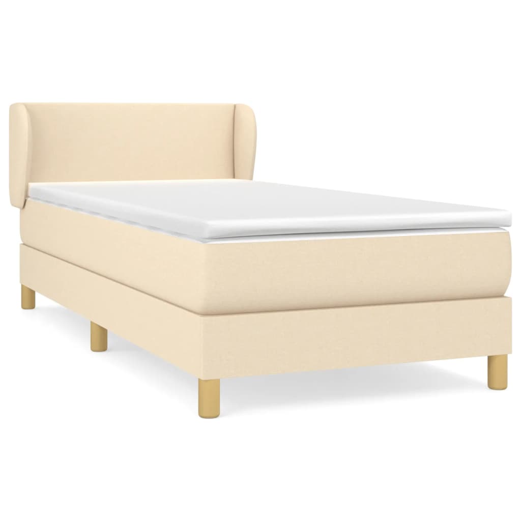 vidaXL Cama com molas/colchão 80x200 cm tecido cor crème