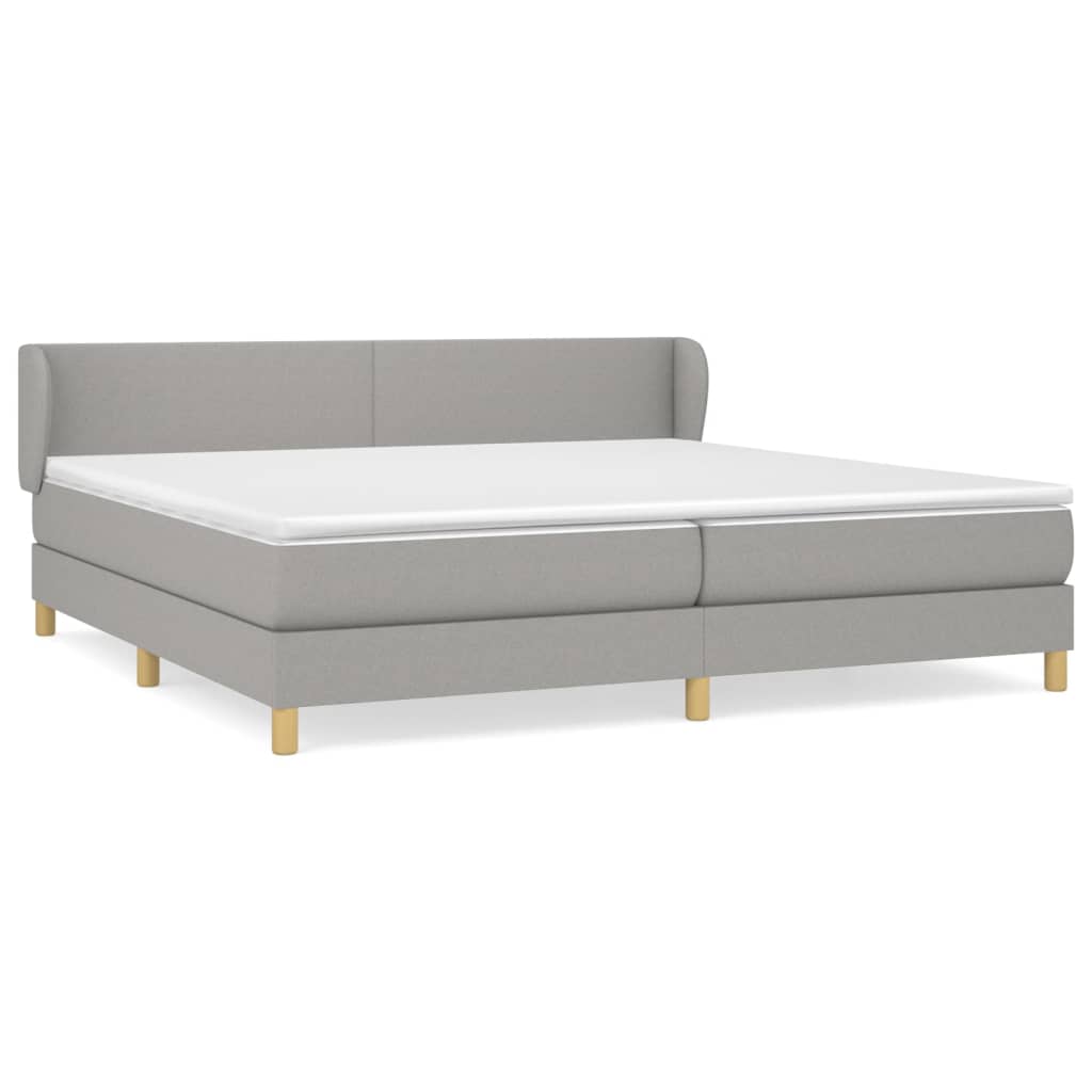 vidaXL Cama com molas/colchão 200x200 cm tecido cinza-claro