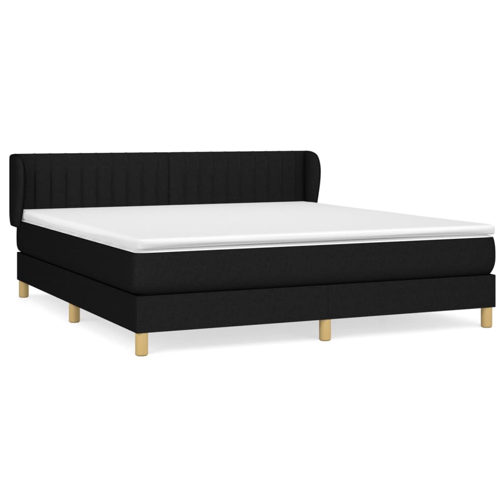 vidaXL Cama com molas/colchão 160x200 cm tecido preto