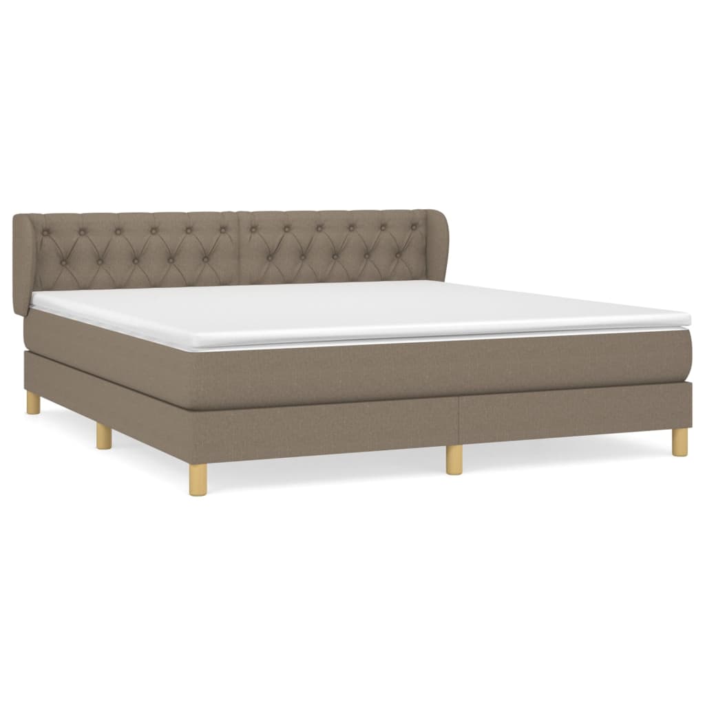 vidaXL Cama com molas/colchão 160x200 cm tecido castanho-acinzentado