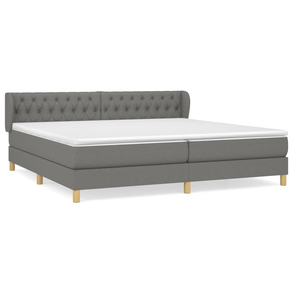 vidaXL Cama com molas/colchão 200x200 cm tecido cinzento-escuro