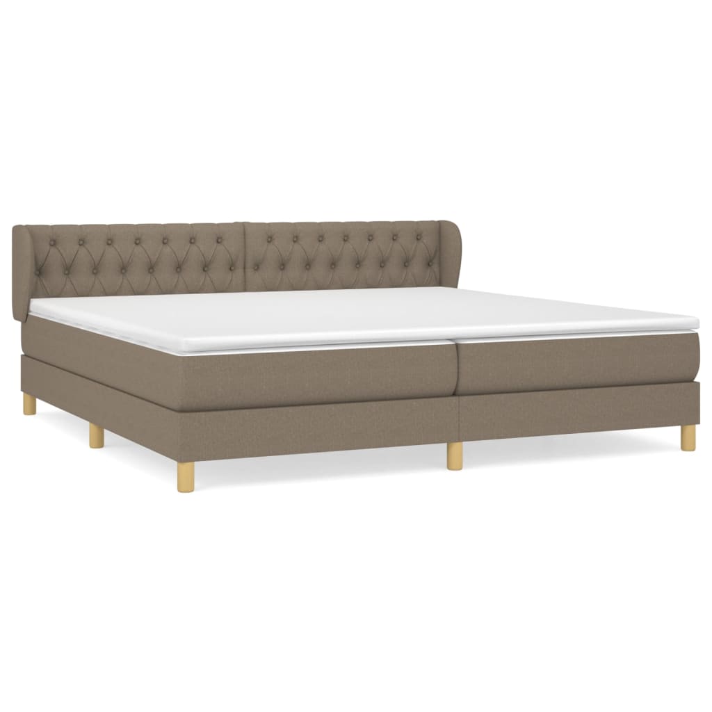 vidaXL Cama com molas/colchão 200x200 cm tecido castanho-acinzentado