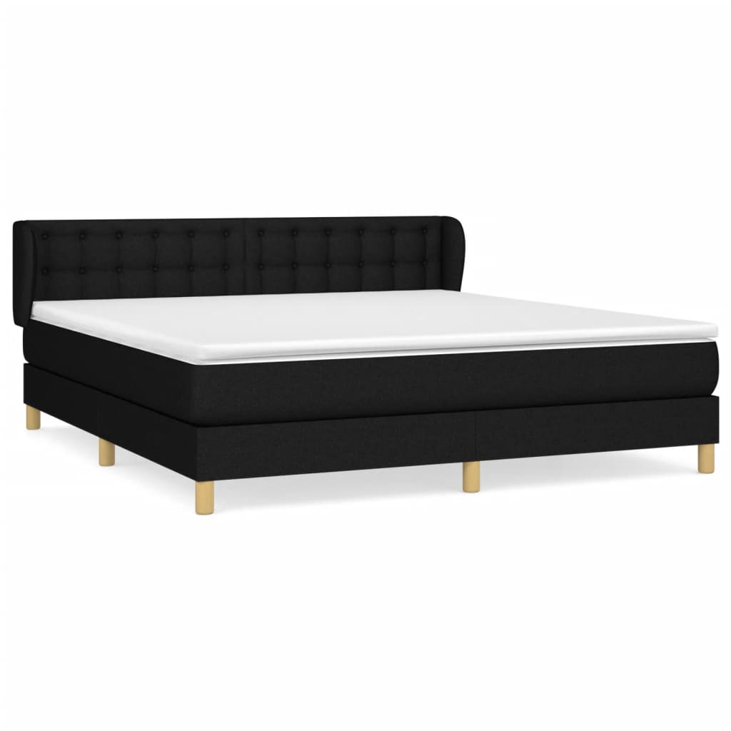 vidaXL Cama com molas/colchão 160x200 cm tecido preto