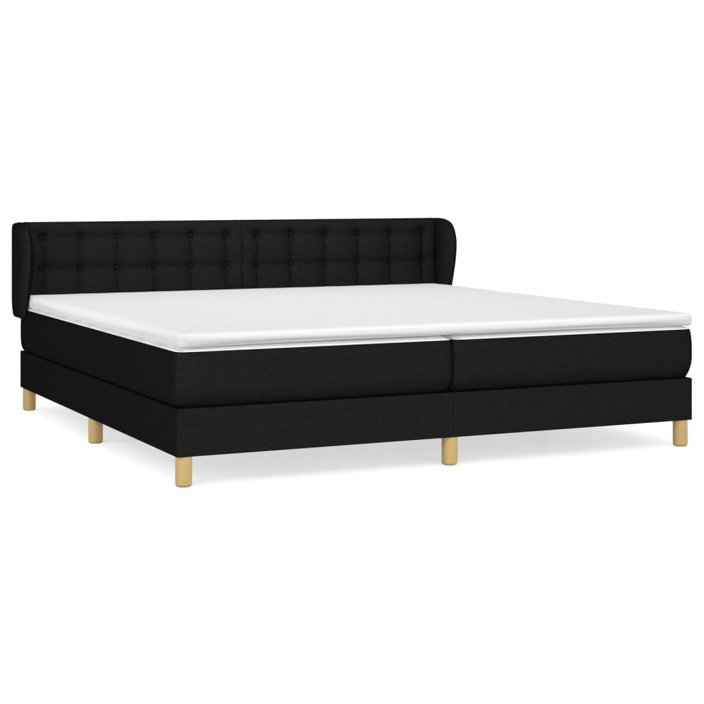 vidaXL Cama com molas/colchão 200x200 cm tecido preto