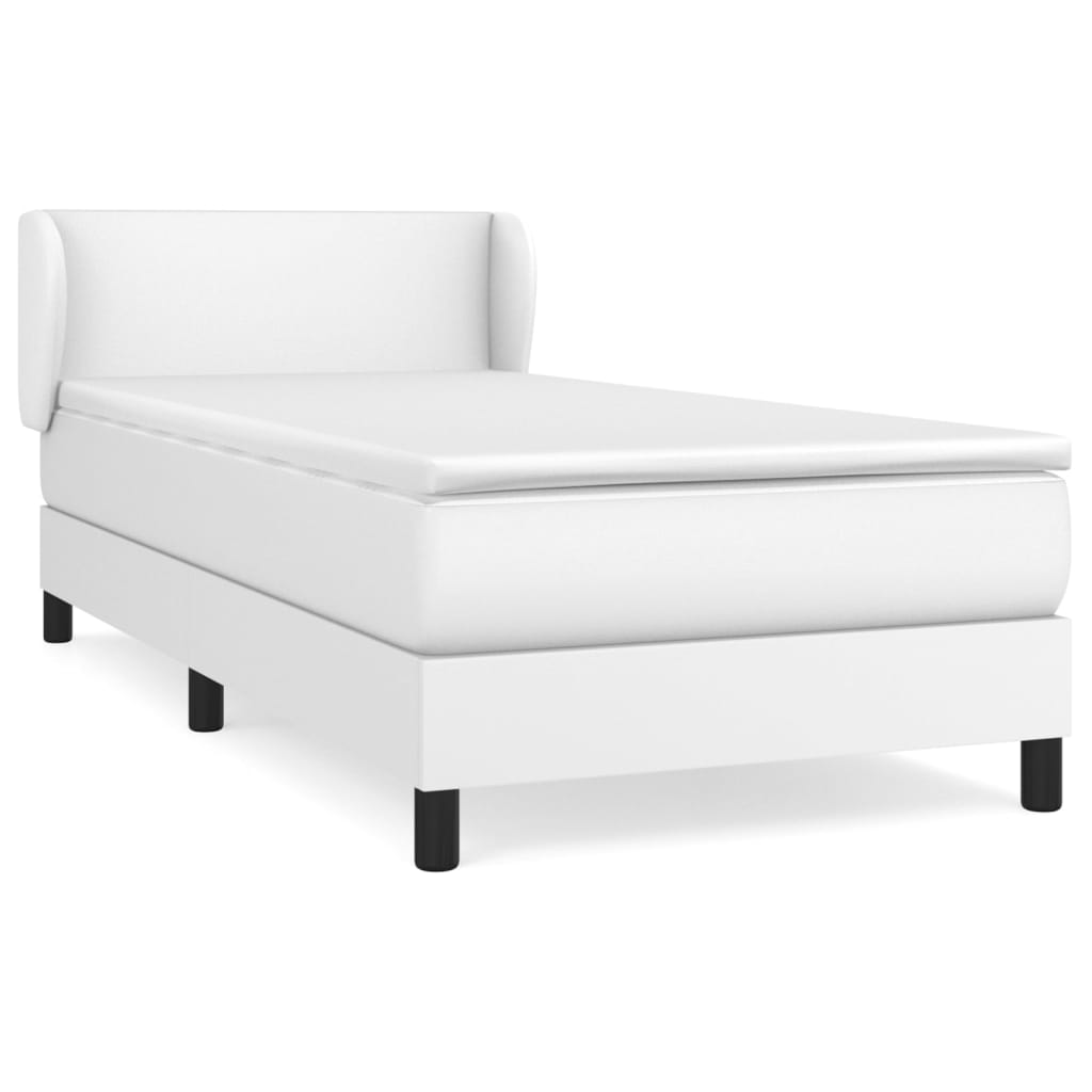 vidaXL Cama com molas/colchão 80x200 cm couro artificial branco
