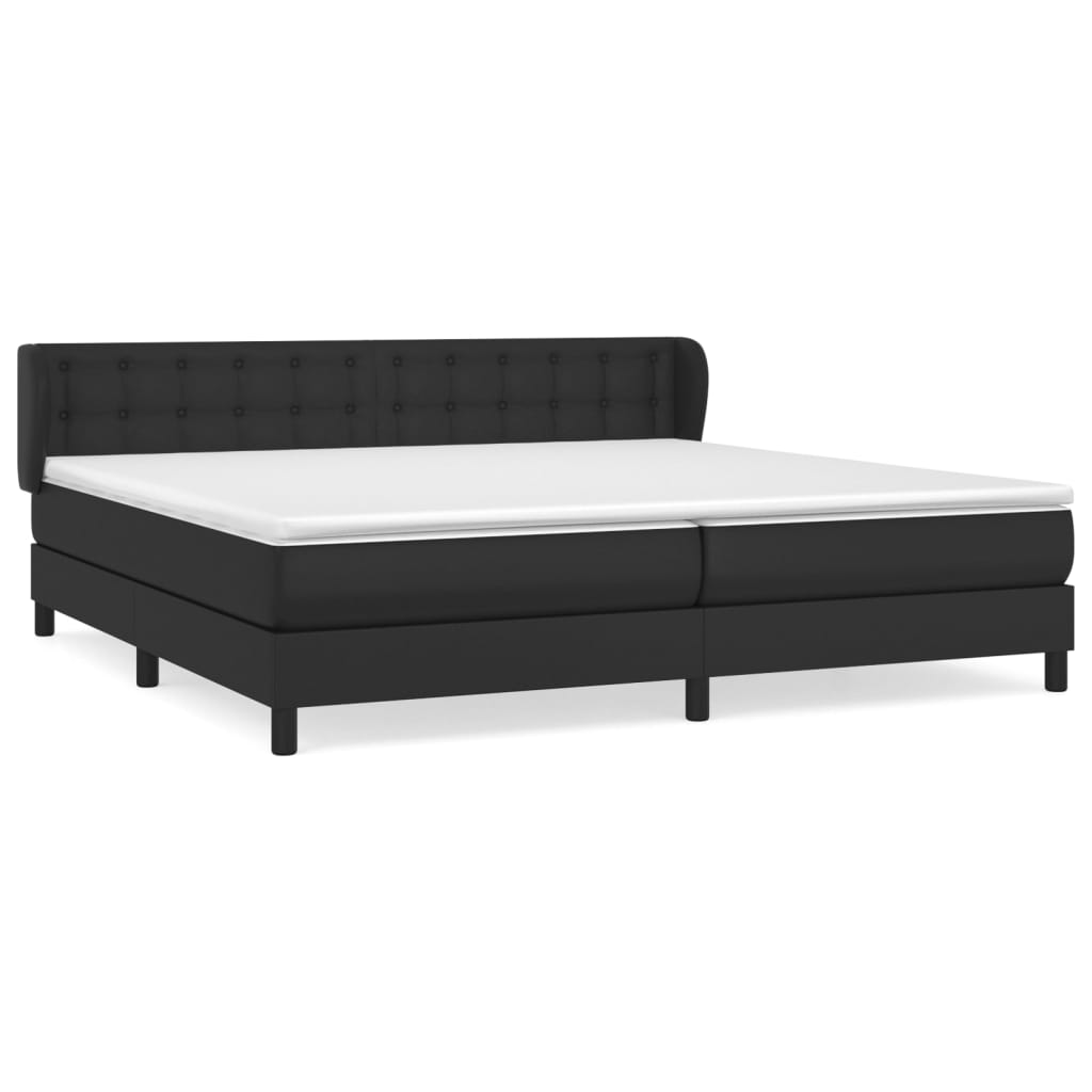 vidaXL Cama com molas/colchão 200x200 cm couro artificial preto