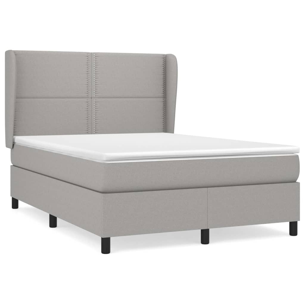vidaXL Cama com molas/colchão 140x200 cm tecido cinzento-claro