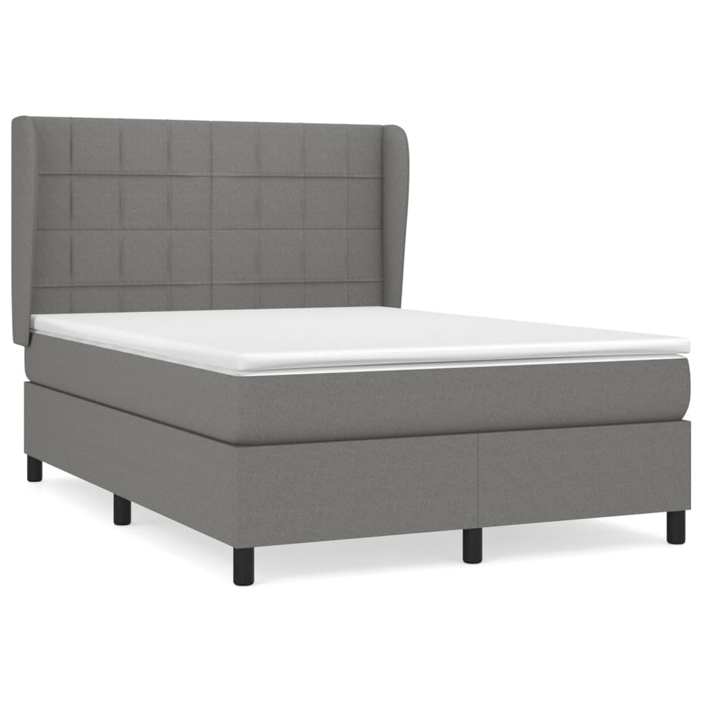 vidaXL Cama com molas/colchão 140x200 cm tecido cinzento-escuro