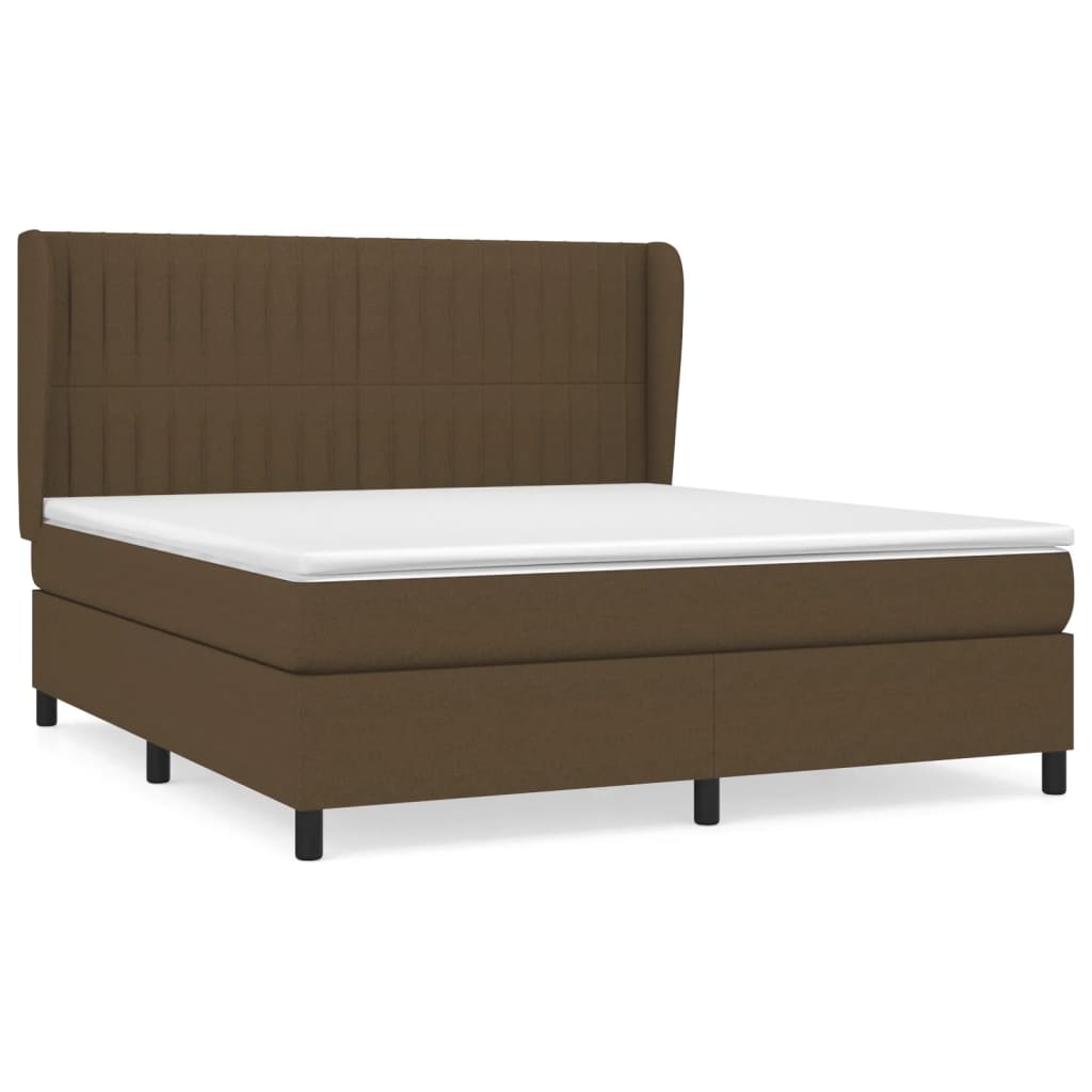 vidaXL Cama com molas/colchão 160x200 cm tecido castanho-escuro