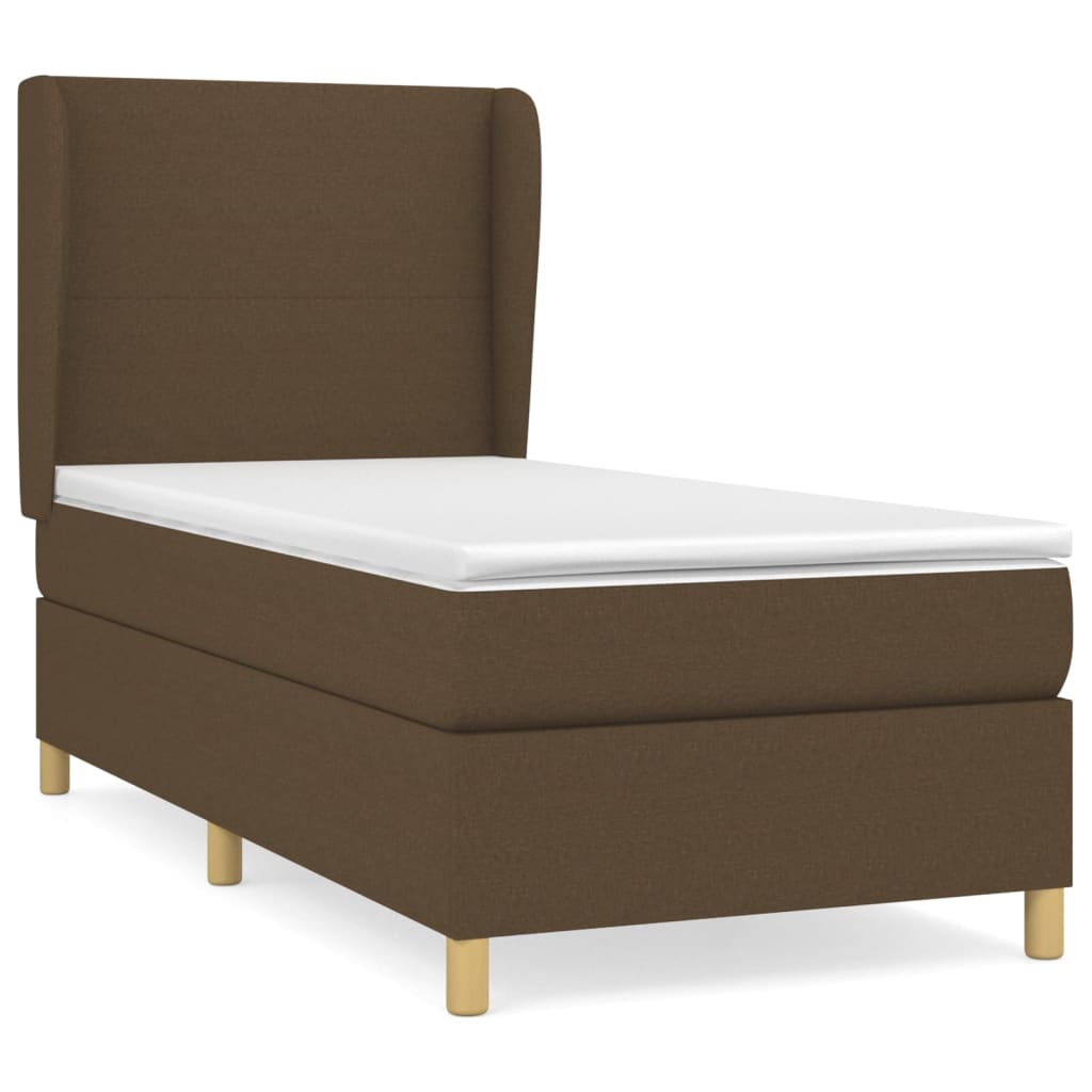 vidaXL Cama com molas/colchão 90x190 cm tecido castanho-escuro