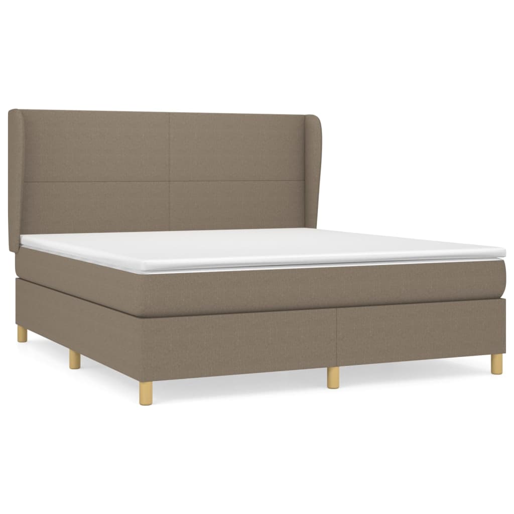 vidaXL Cama com molas/colchão 160x200 cm tecido castanho-acinzentado