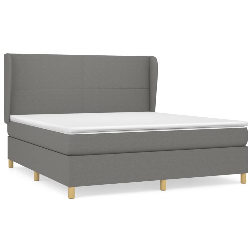 vidaXL Cama com molas/colchão 180x200 cm tecido cinzento-escuro