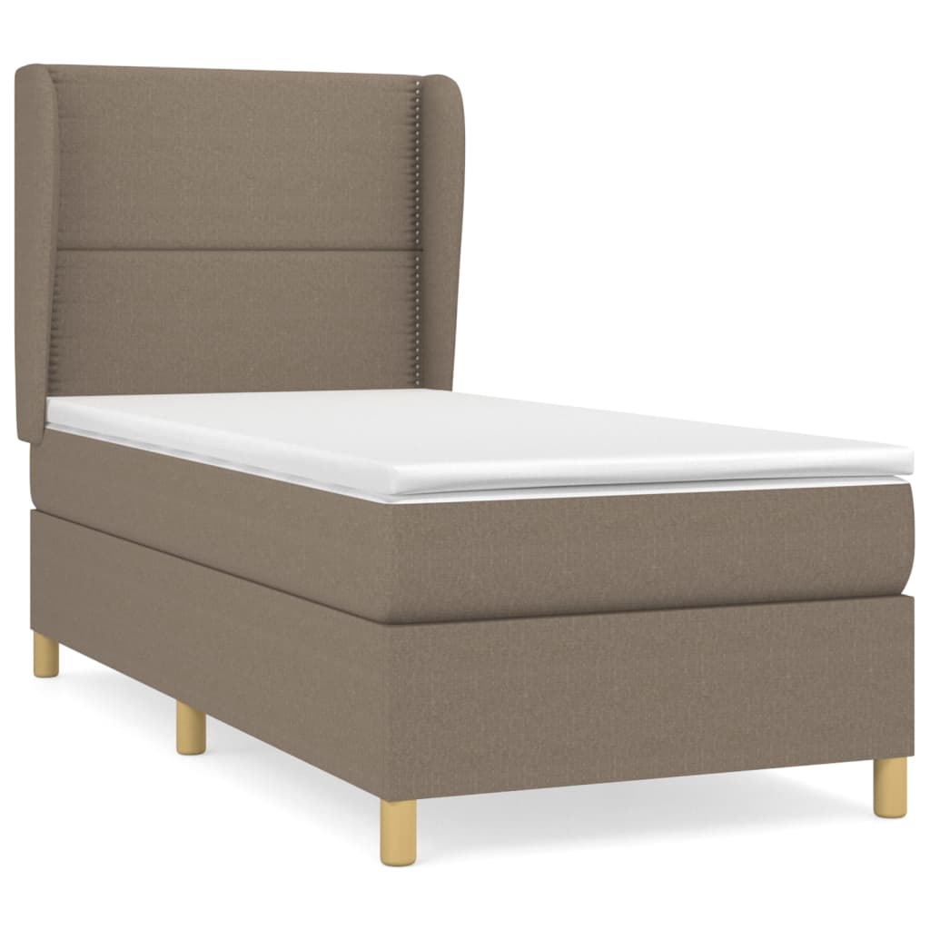vidaXL Cama com molas/colchão 100x200 cm tecido cinza-acastanhado